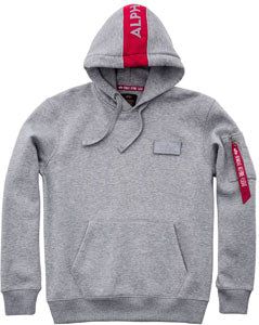 Alpha Industries Red Stripe Hoody, Grey Heather